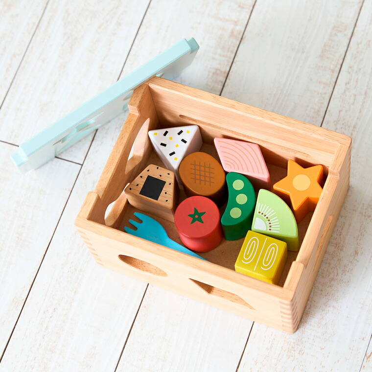 ニチガン パズルdeランチボックス 1歳半から｜天然木 ままごと お弁当 パズル 型はめ