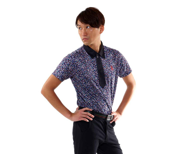 楽天市場 クラッチプレーヤー ゴルフウェア メンズ ポロシャツ フェイクタイ 半袖 春 夏 ストレッチ 接触冷感 花粉対策 吸水速乾 高機能 花柄 小花 フラワー ボタニカル おしゃれ オシャレ お洒落 ゴルフ ポロ 半袖ポロシャツ コモコーメ Comocome Golf Select
