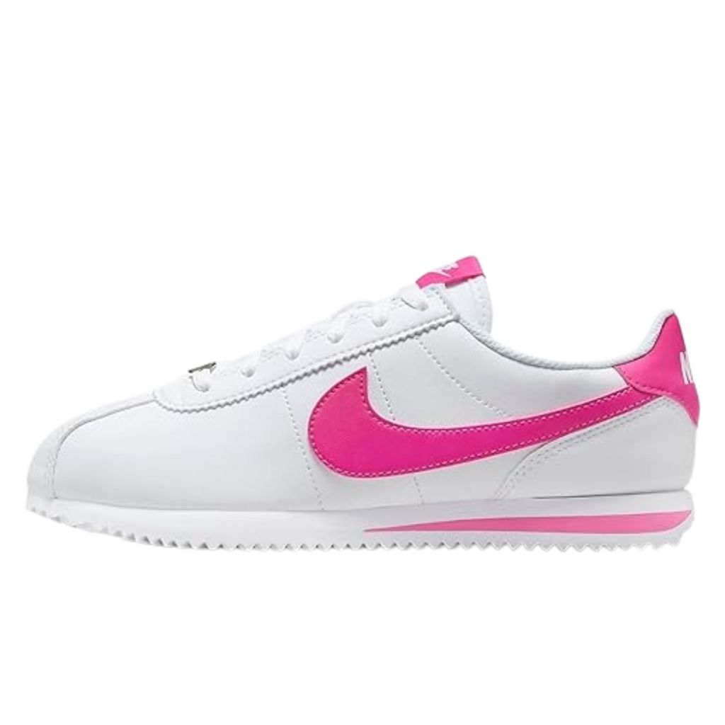 NIKE GS CORTEZ ナイキ コルテッツ レーザーフューシャ スニーカー DM0950-104 キッズ レディース ホワイト ピンク 白 シューズ ランニング おしゃれ かわいい 白ピンク レザースニーカー ローテクスニーカー ナイキコルテッツ ナイキスニーカー
