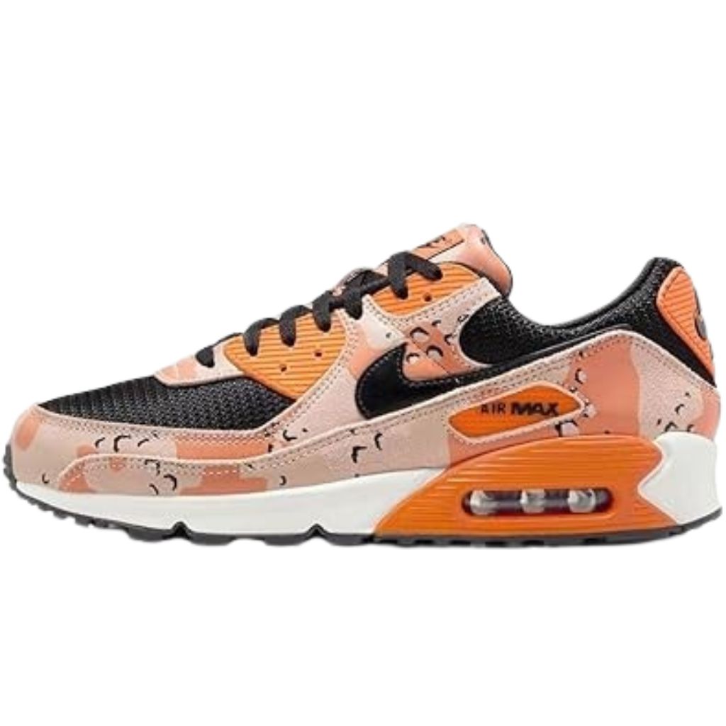 \7月限定エントリーでP10倍/NIKE AIR MAX 90 PRM ナイキ エアマックス 90 プレミアム スニーカー メンズ レディース オレンジ ブラック 黒 IF1721-201 カジュアル スポーツ 厚底 カモフラージュ 快適 通勤 通学 定番 人気 軽量 疲れにくい ジム ランキング|コモノット