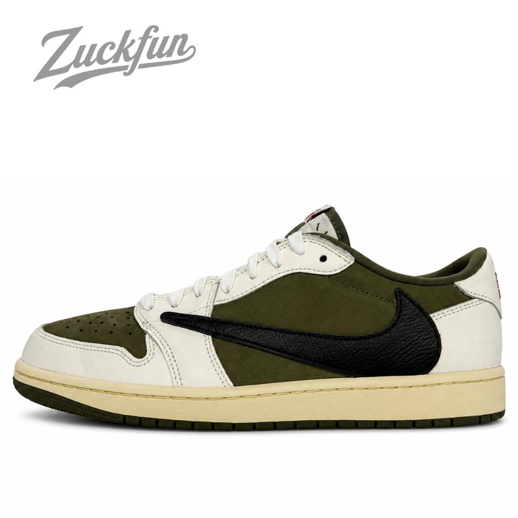 \7月限定エントリーでP10倍/【中古】 ビックサイズ Travis Scott × NIKE AIR JORDAN 1 LOW OG SP エア ジョーダン 1 ロー オリジナル スペシャル リバース オリーブ ホワイト 白 ブラック 黒 29.5cm メンズ ナイキ スニーカー DM7866-200|コモノット