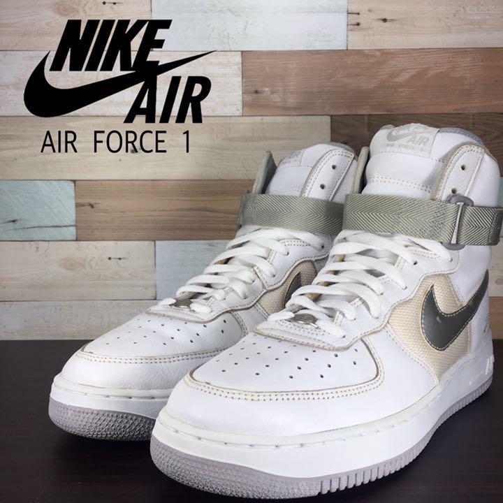 ＼6月押さえるエントリーでP10倍／【中古】NIKE AIR FORCE 1 HIGH L/M ナイキ 空軍1 ご機嫌 L/M  白いこと メタリック しろがね色 29糎 U01387 302347-102