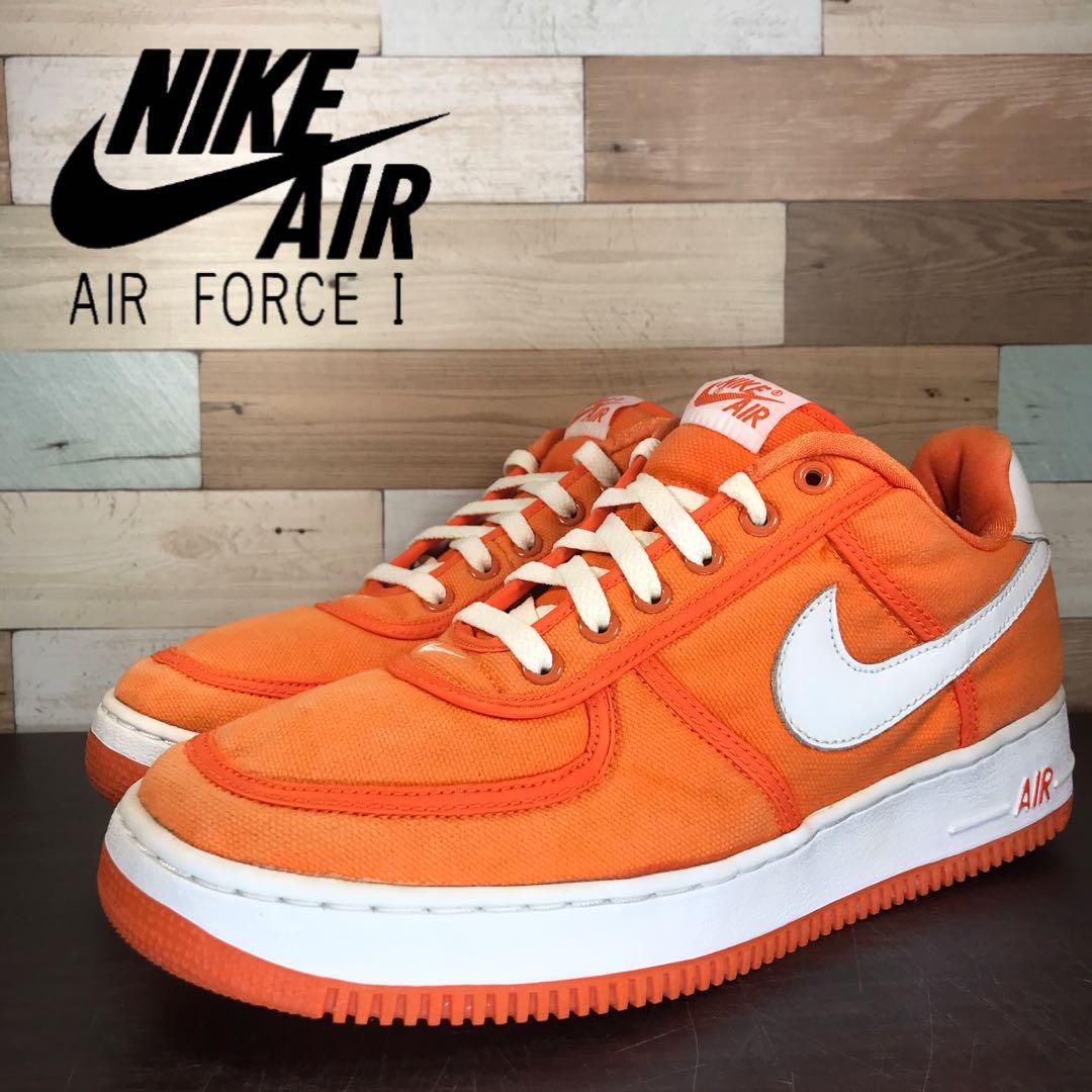 ＼6月制限事項エントリーでP10倍／【中古】NIKE AIR FORCE 1 CANVAS ナイキ 大気圏 フォース 1 帆布 オレンジ色 白いこと 28.5糎 U04977 624020-811