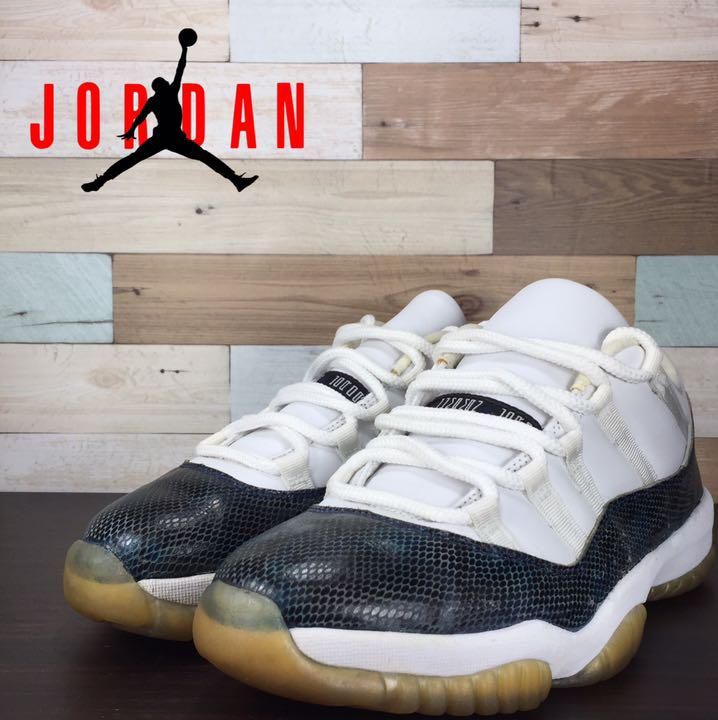 ＼6月制限事項エントリーでP10倍／【中古】NIKE AIR JORDAN 11 SNAKE LOW ナイキ エアジョーダン11 OG 置き目 米国海軍 スネークスキン 27糎 U05673 136071-102