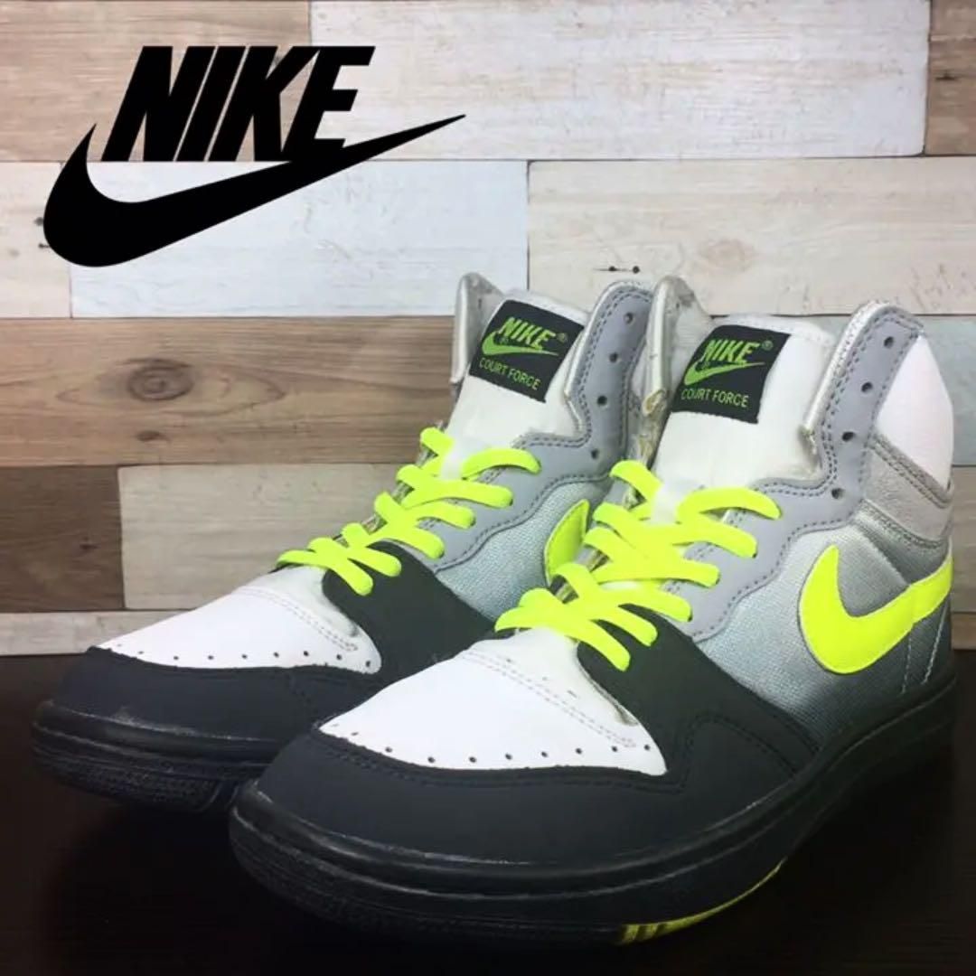 ＼6月押さえるエントリーでP10倍／【中古】NIKE COURT FORCE HI ND ナイキ コートフォース ご機嫌 ND 黒いこと 白いこと 黄色 薄墨色26.5糎 U05879 457701-170