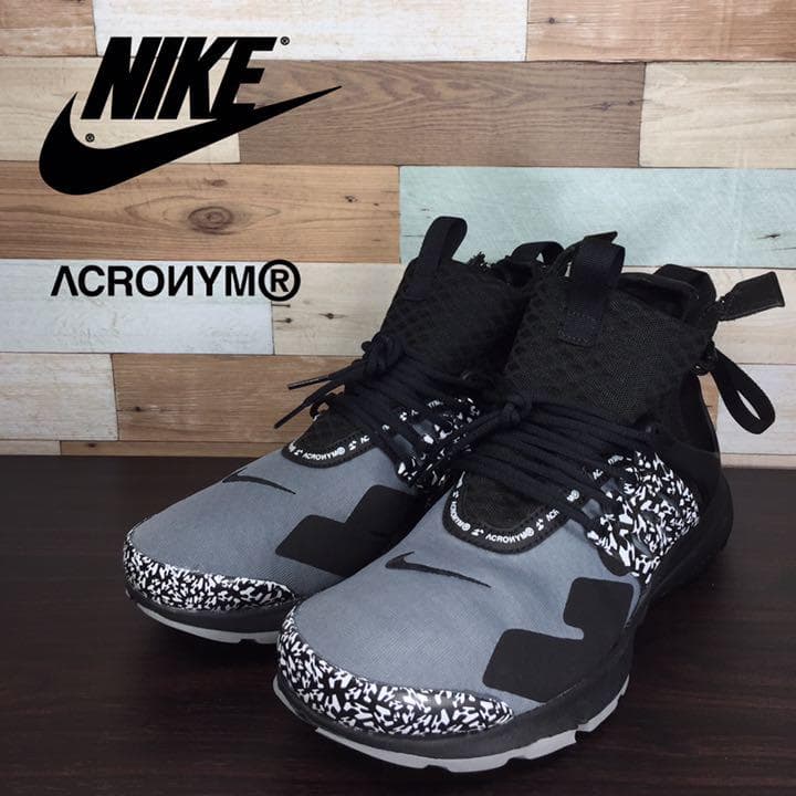 【中古】箱付き NIKE AIR PRESTO × ACRONYM MID アクロニウム × ナイキ エアプレスト ミッド クールグレー 26cm U06308 AH7832-001