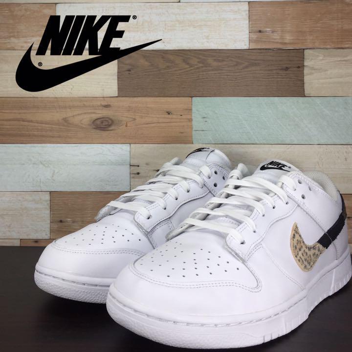 【中古】NIKE DUNK LOW SE ナイキ ウィメンズ ダンク ロー SE ホワイト アニマル スウッシュ 28.5cm U06847 DD7099-100