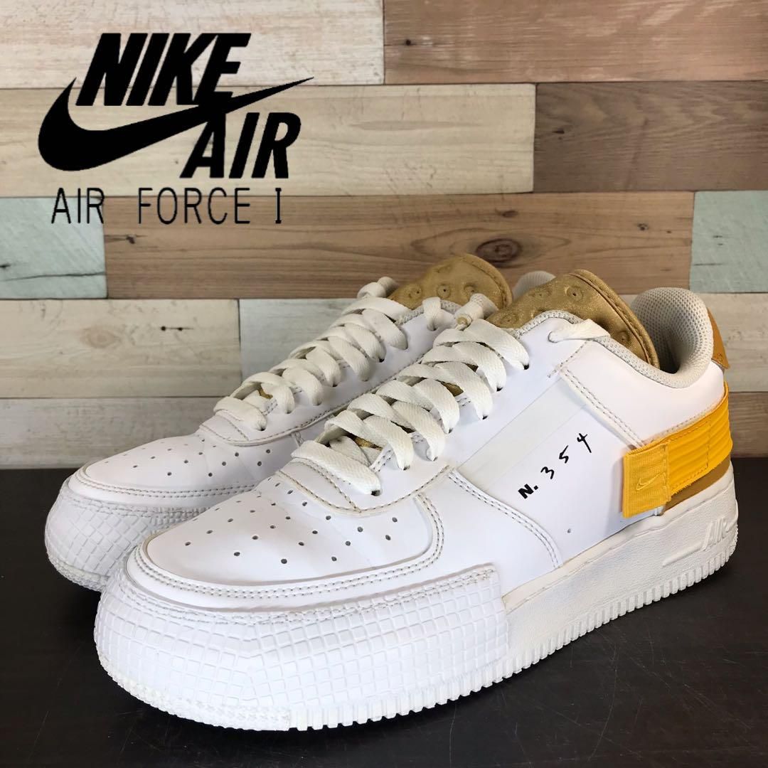 ＼7月限定エントリーでP10倍／【中古】NIKE AIR FORCE 1-TYPE ナイキ エア フォース 1 タイプ ホワイト イエロー 26cm U06940 AT7859-100｜コモノット