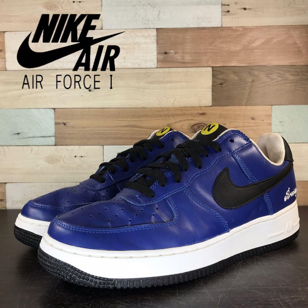 ＼6月制限事項エントリーでP10倍／【中古】NIKE AIR FORCE 1 ナイキ 大気圏 フォース 1 ブルックリン ロイヤル 青碧 黒いこと 27.5糎 U07394 306353-401