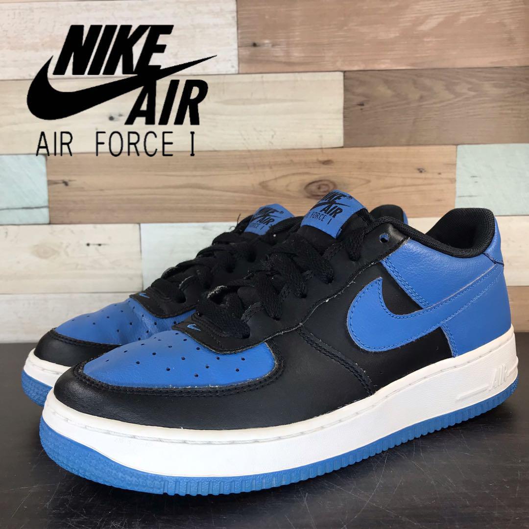 【中古】NIKE AIR FORCE 1 ナイキ エア フォース 1 ブラック ブルー 25cm U07452 596728-041