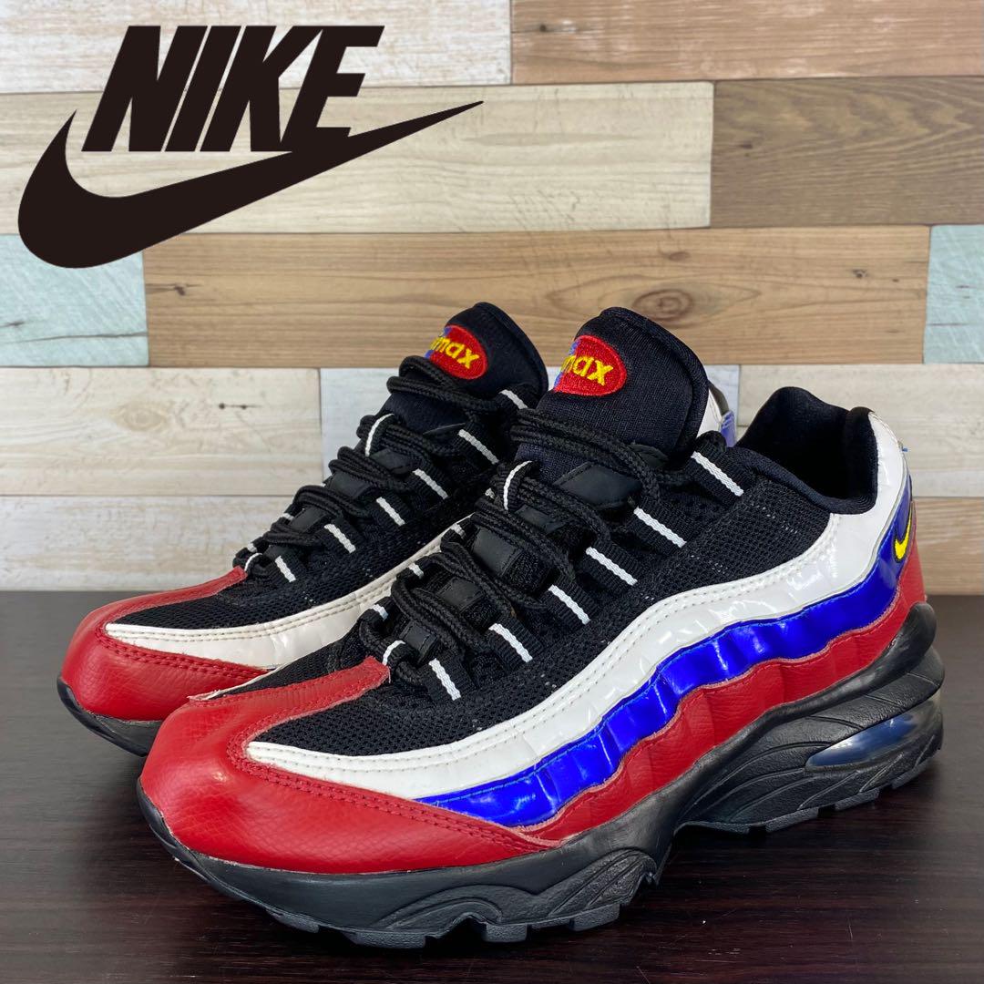 \7月限定エントリーでP10倍/【中古】NIKE AIR MAX 95 GS ナイキ エア マックス 95 GS ブラック バーシティレッド メイズ 23.5cm U07617 307565-074|コモノット