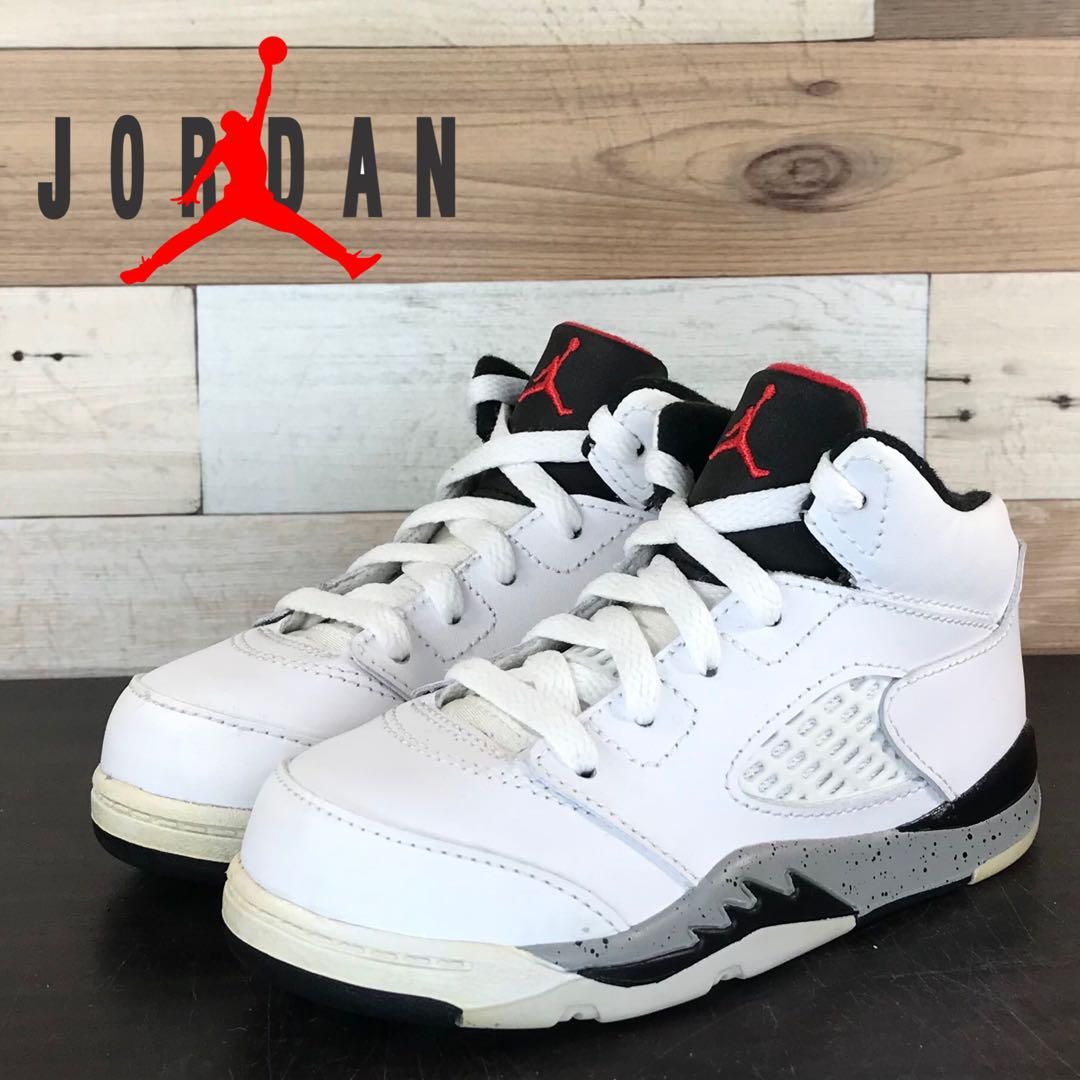 【中古】美品 NIKE JORDAN 5 RETRO BT ナイキ ジョーダン 5 レトロ BT ホワイト ベビーシューズ 14cm U08447 440890-104