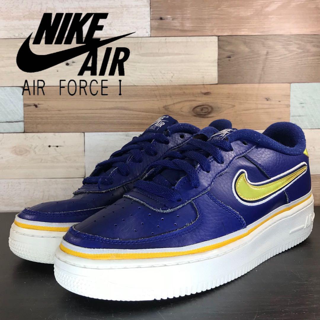 ＼6月押さえるエントリーでP10倍／【中古】NIKE AIR FORCE 1 ナイキ 空軍 1 置き目とり捨てる NBAウォリアーズ ロイヤル 青み 25糎 U08874 AR0734-400