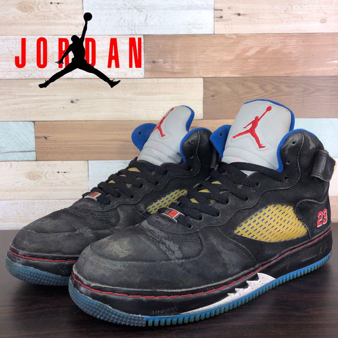 ＼6月押さえるエントリーでP10倍／【中古】NIKE AIR JORDAN FUSION 5 ナイキ エア湖 ジョーダン 核融合反応 5 黒いこと 青み 白いこと 黄色 29糎 U09180 318608-061