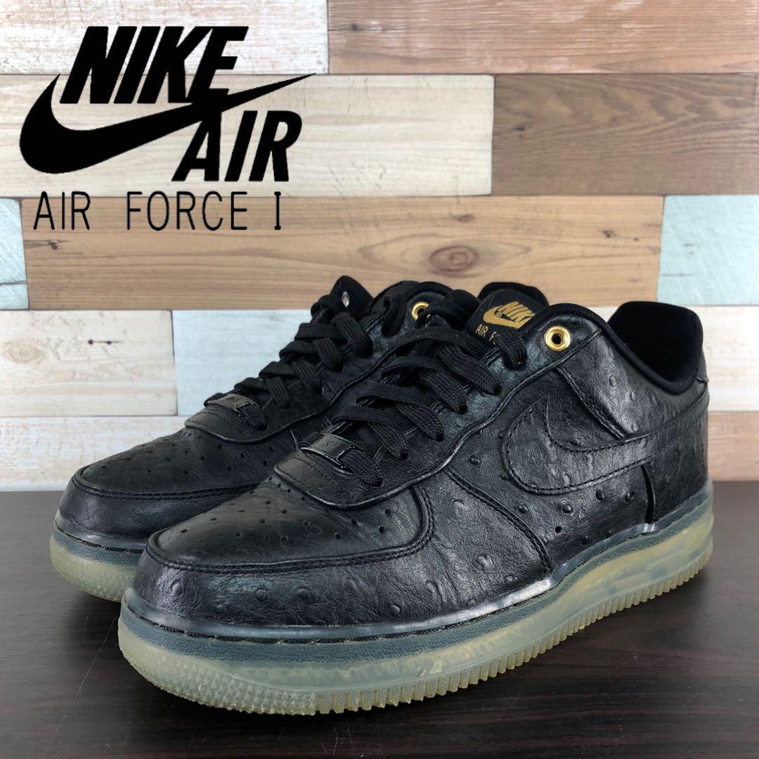 ＼7月限定エントリーでP10倍／【中古】NIKE AIR FORCE 1 CMFT LUX LOW ナイキ エアフォース 1 コンフォート ラックス オーストリッチ ブラック 24cm 箱有 U09187 805300-001｜コモノット