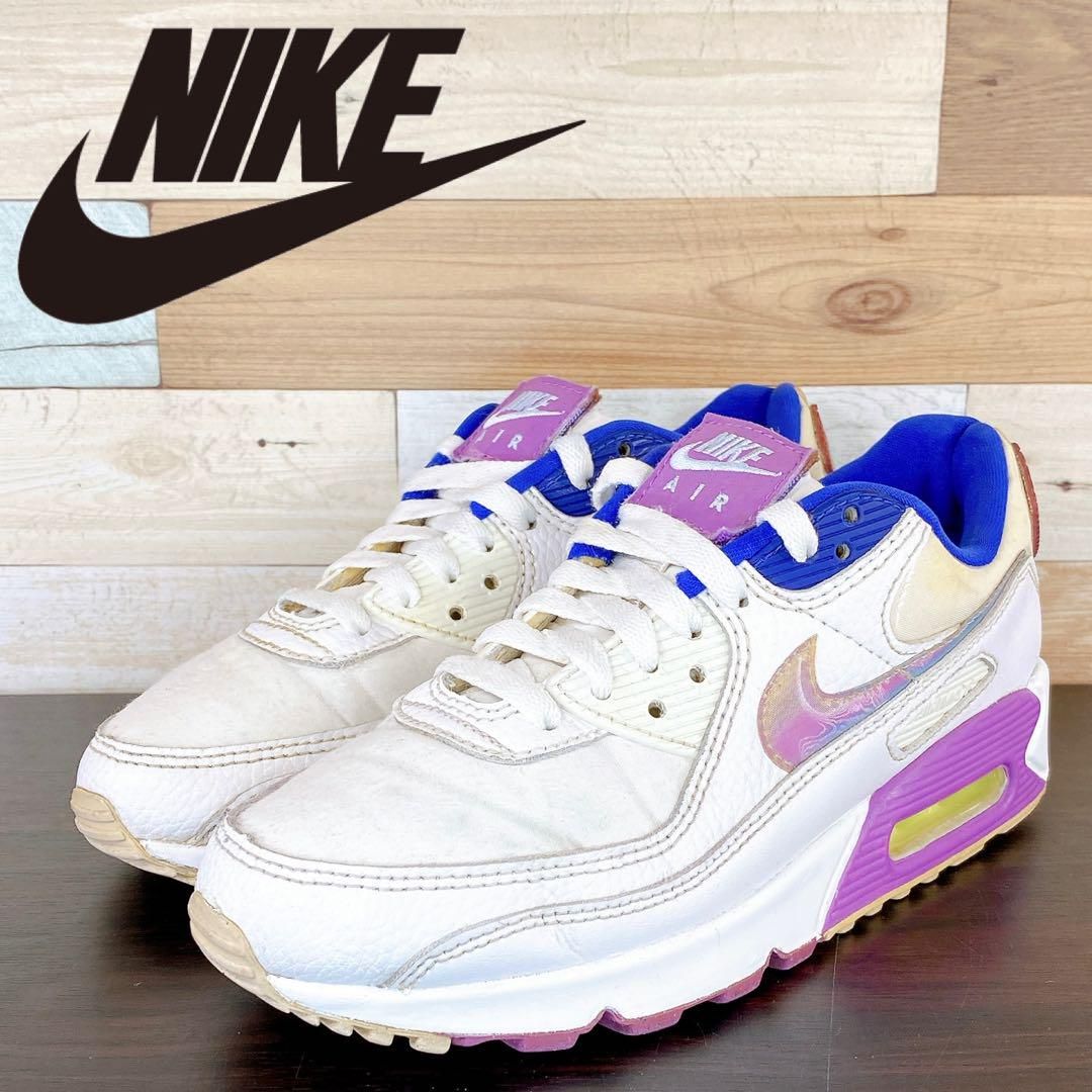 【中古】NIKE AIR MAX 90 SE EASTER 2020 ナイキ エア マックス 90 SE イースター 2020 ホワイト ブルー パープル 24cm U10125 CJ0623-100