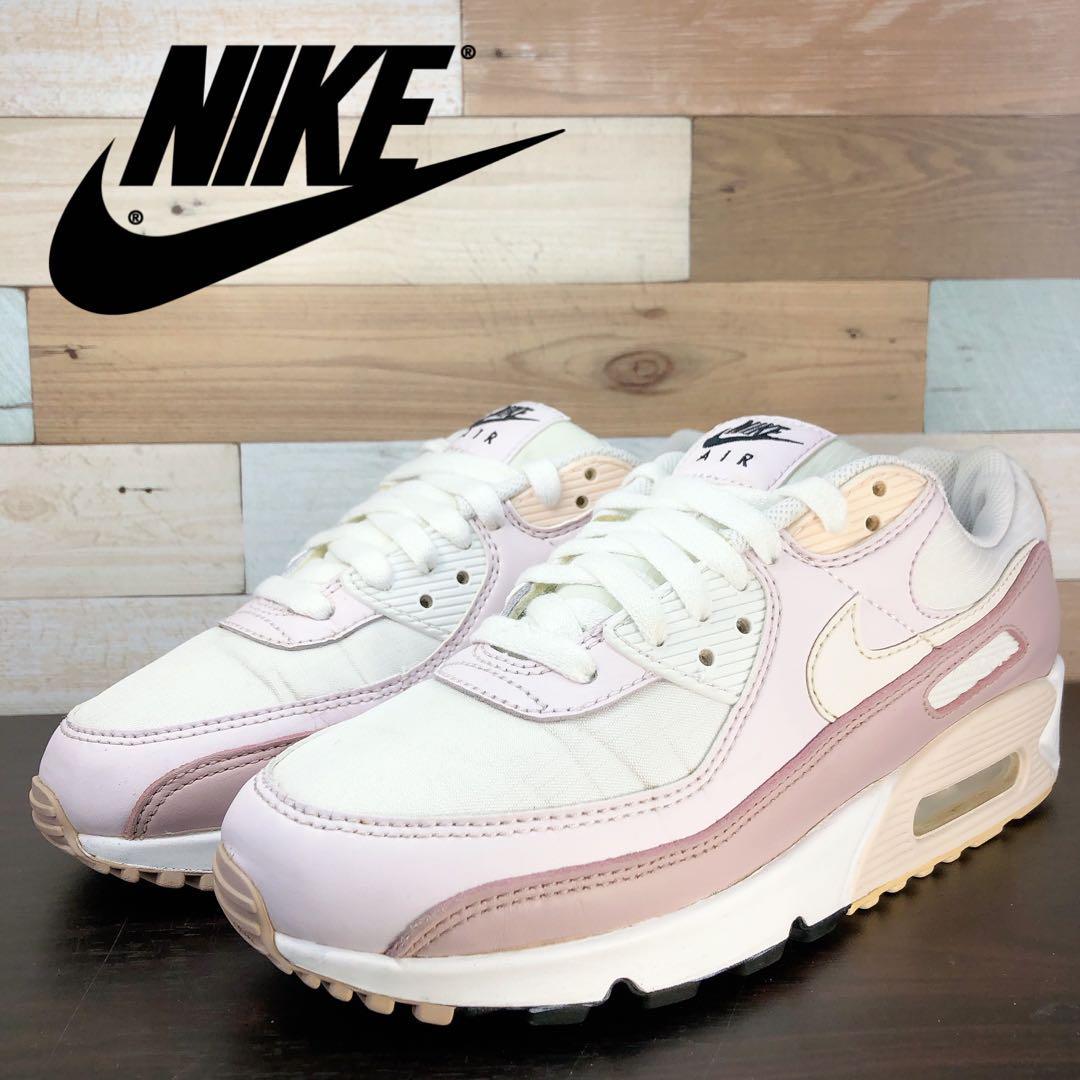 【中古】NIKE AIR MAX 90 ナイキ ウィメンズ エア マックス 90 ホワイト シャンペン ライトバイオレット ホワイト 25cm U10236 CV8819-100