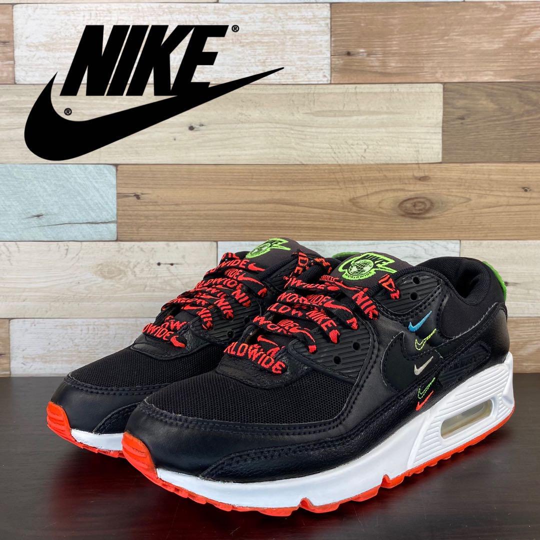 \7月限定エントリーでP10倍/【中古】NIKE AIR MAX 90 WW ナイキ エア マックス 90 ワールド ワイド ラック フラッシュクリムゾン グリーン 23.5cm U10276 CK7069-001|コモノット