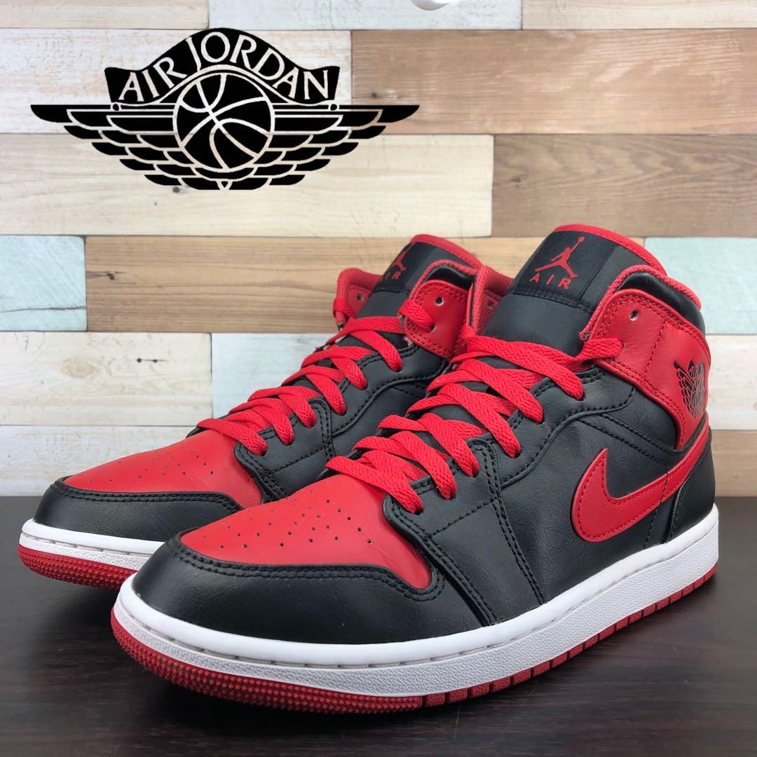 ＼6月制限事項エントリーでP10倍／【中古】NIKE AIR JORDAN 1 MID ナイキ 大気圏 ジョーダン 1 ミッドカット 黒いこと たき火 赤いこと 白いこと 27糎 U10828 DQ8426-060
