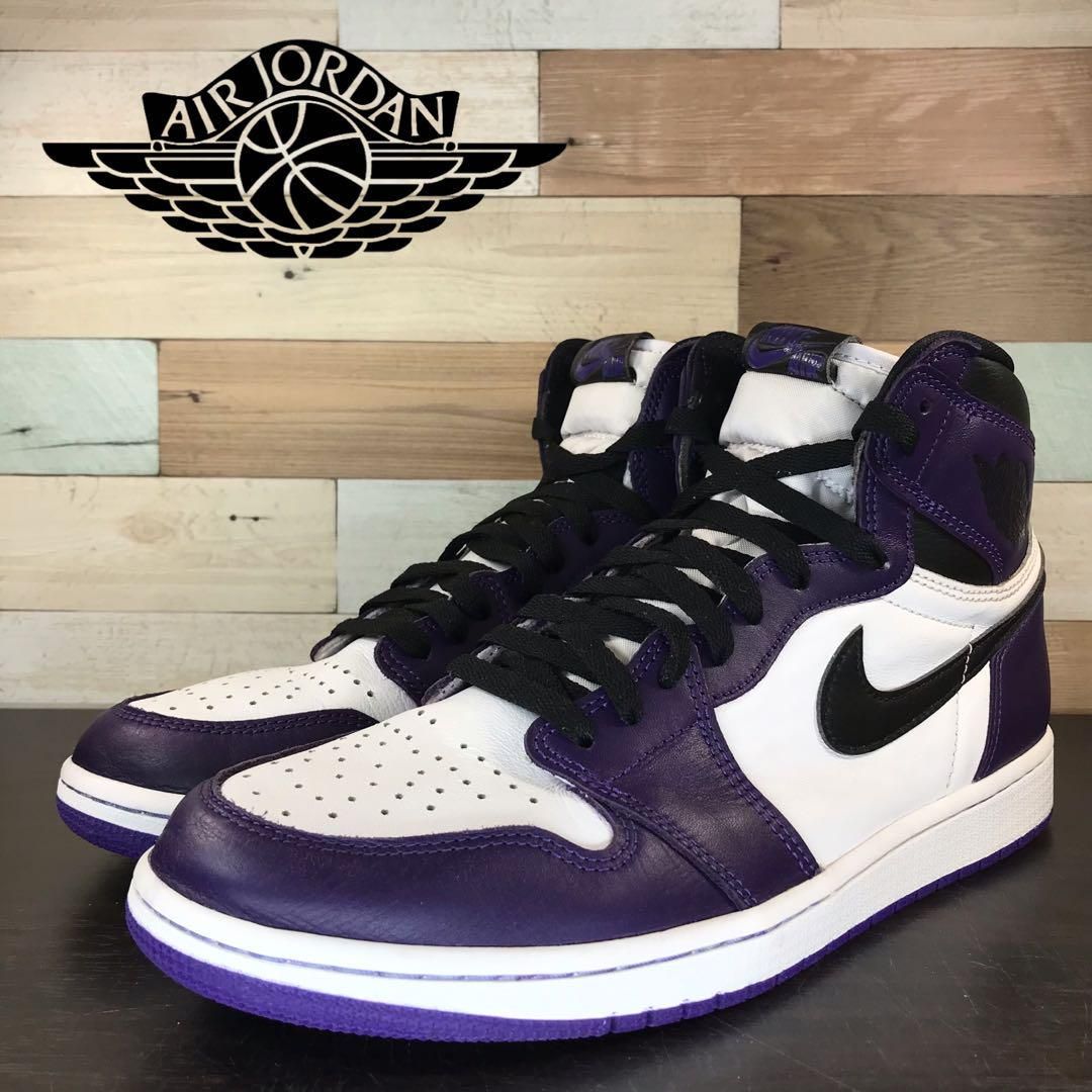 【中古】NIKE AIR JORDAN 1 ナイキ エア ジョーダン 1 レトロ 白 黒 紫 ホワイト ブラック パープル 28.5cm U10952 555088-500