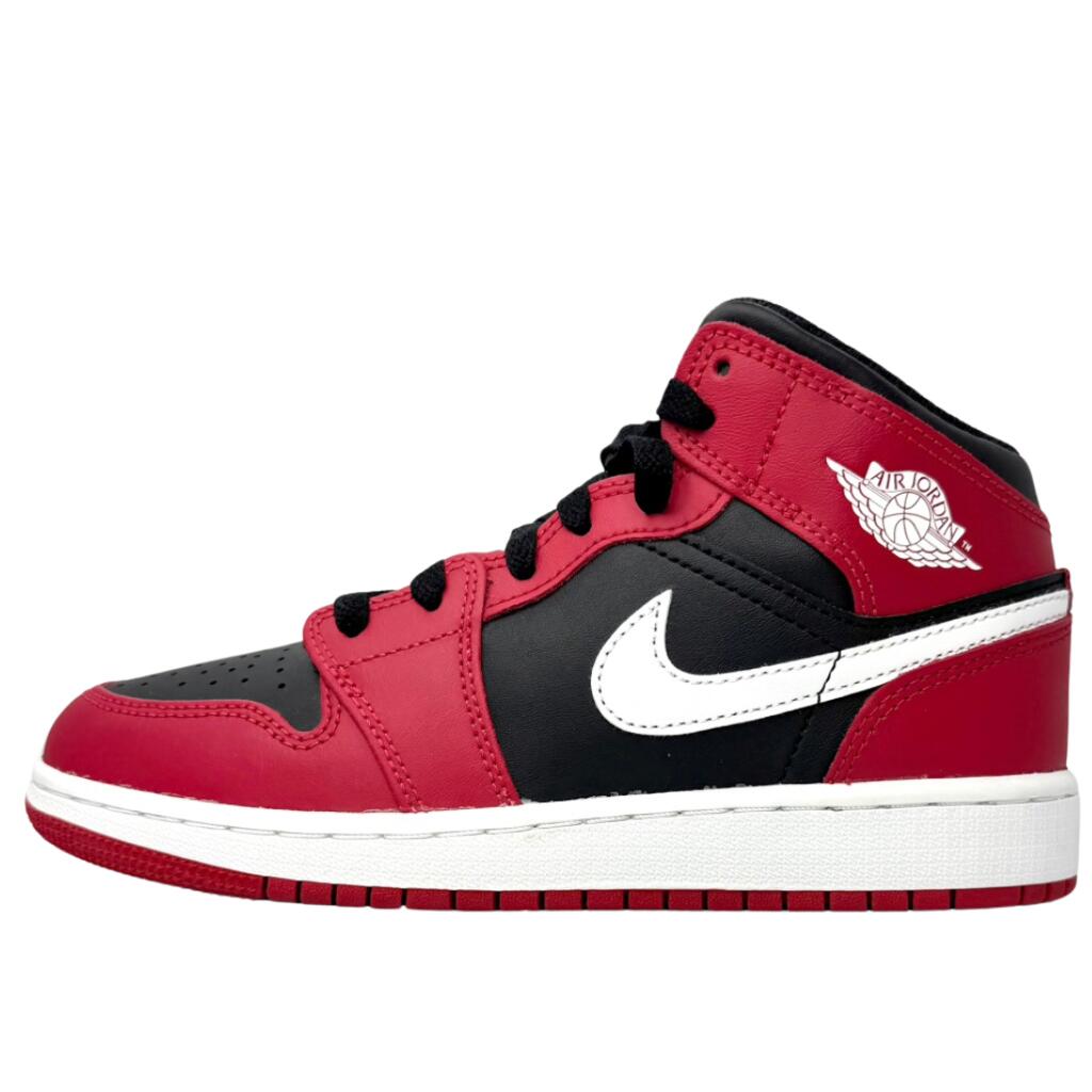 ＼6月押さえるエントリーでP10倍／【中古】NIKE AIR JORDAN 1 MID GS ナイキ エア湖 ジョーダン 1 ミッドカット GS 赤いこと 赤 黒いこと 黒 白いこと 白 23糎 レディース スニーカー DQ8423-061 U11210