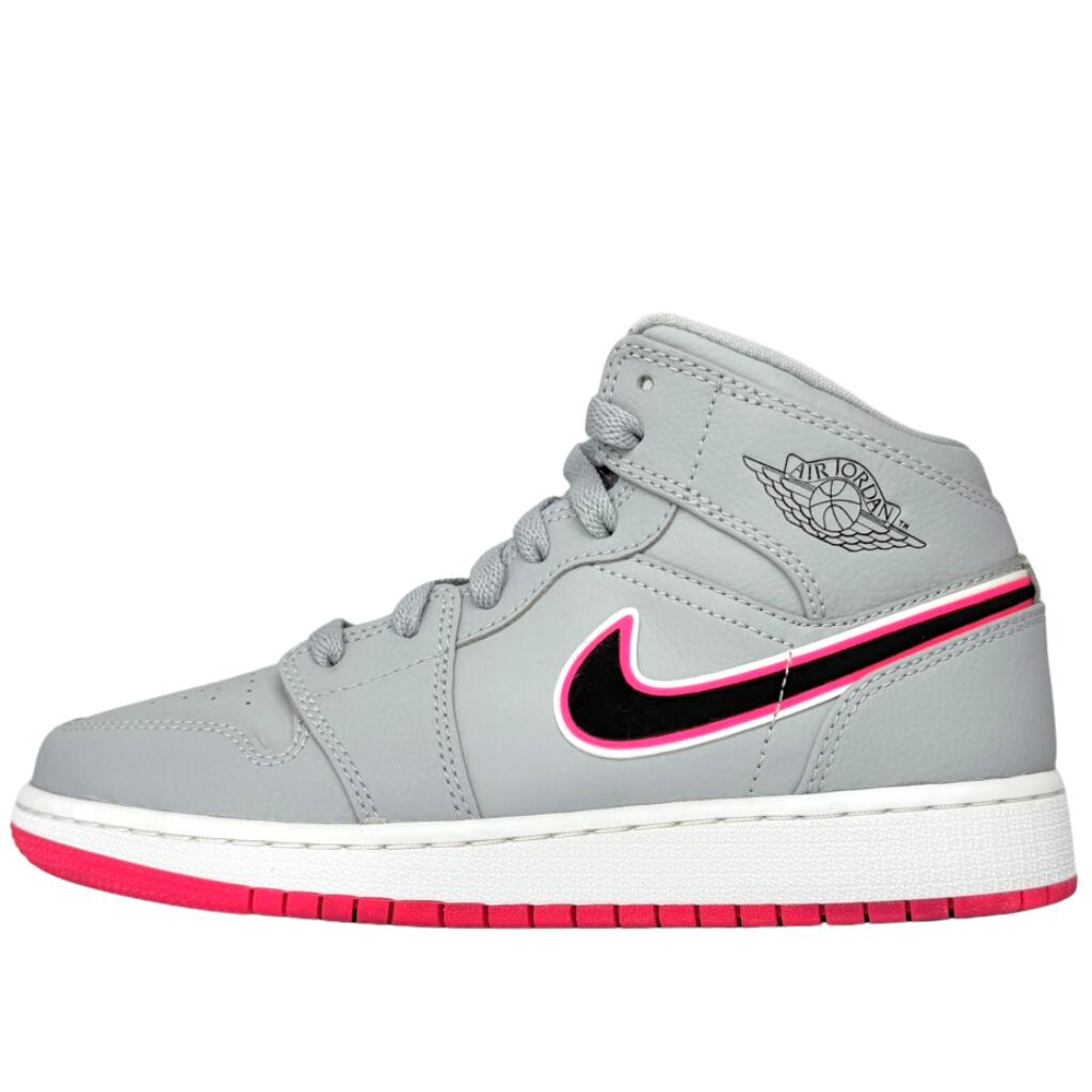 ＼6月制限事項エントリーでP10倍／【中古】NIKE AIR JORDAN 1 MID \" WOLF GREY / RACER PINK / BLACK \"" ナイキ 大気圏 ジョーダン 1 ミッド 23糎 御機嫌 とり捨てる スニーカー 薄墨色 サクラ色 黒いこと U11270"