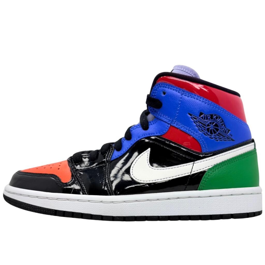 ＼5月限定エントリーでP10倍／【中古】NIKE AIR JORDAN 1 MID MULTI PATENT エア ジョーダン 1 ミッド パテント ブラック 黒 レッド ブルー オレンジ ナイキ スニーカー 24cm レディース AJ1 U11281