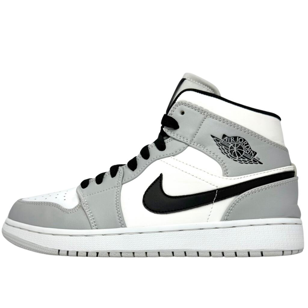 ＼5月限定エントリーでP10倍／【中古】美品 NIKE AIR JORDAN 1 MID LIGHT SMOKE GREY WHITE BLACK エア ジョーダン 1 ミッド ライト グレー ホワイト ブラック 27 cm メンズ ナイキ スニーカー AJ1 U11348