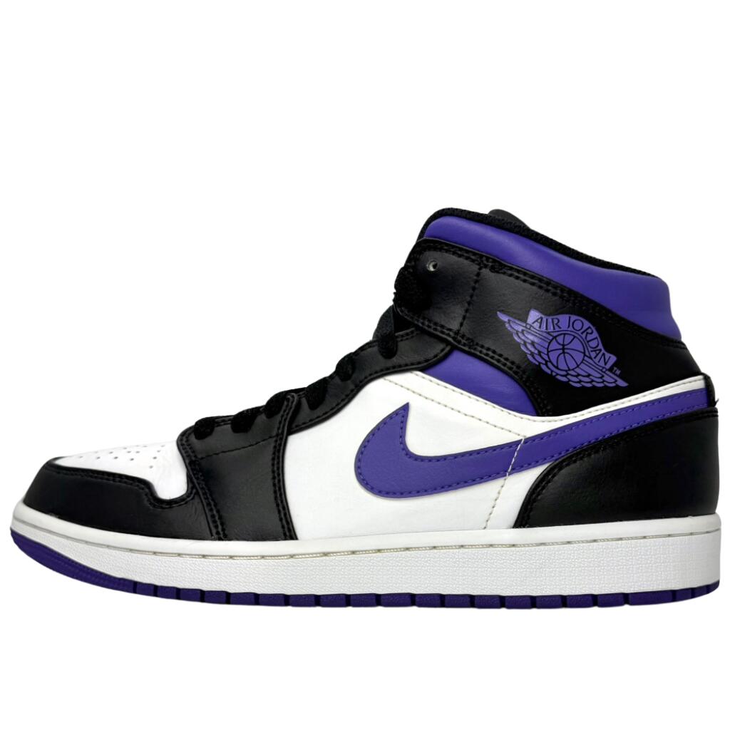 ＼5月限定エントリーでP10倍／【中古】美品 NIKE AIR JORDAN 1 MID BLACK COURT PURPLE ナイキ エア ジョーダン 1 ミッド 27.5cm パープル ブラック メンズ スニーカー U11387