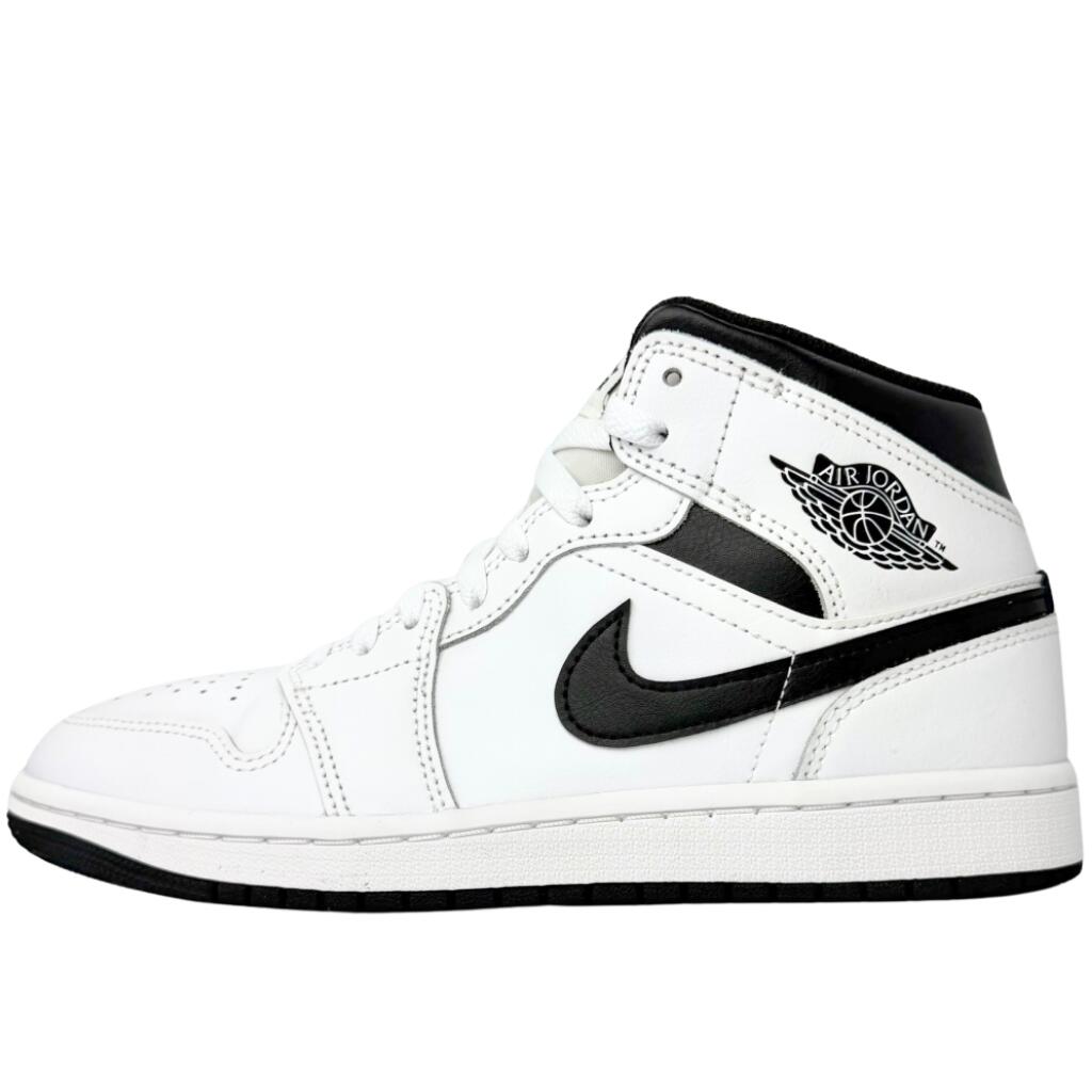 ＼6月押さえるエントリーでP10倍／【中古】美品 25.5 珊 NIKE AIR JORDAN 1 MID WHITE BLACK エア湖 ジョーダン 1 ミッド 白いこと 白 黒いこと 黒 ナイキ スニーカー メンズ AJ1 U11591