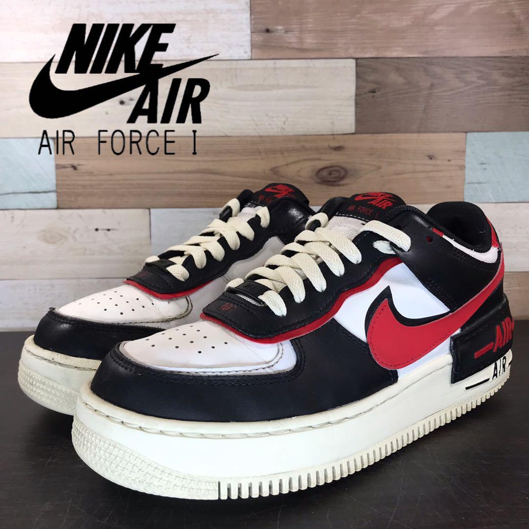 【中古】NIKE AIR FORCE 1 SHADOW ナイキ エア フォース 1 シャドウ ブラック ホワイト レッド 25cm U11889 DR7883-102