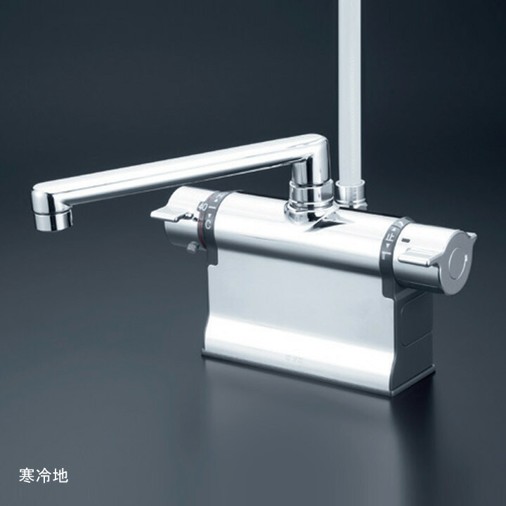 【KF3011ZT3S2HS】KVK デッキ形サーモスタット式シャワー メッキワンストップシャワー付 (300mmパイプ付)(撥水) 寒冷地用