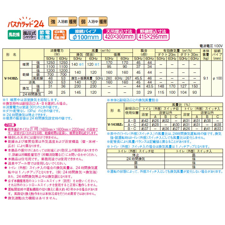 でおすすめアイテム。 三菱 バス乾燥 暖房 換気システム24時間換気機能付 3 部屋換気用 V-143BZ2後継機種 MITSUBISHI  fucoa.cl