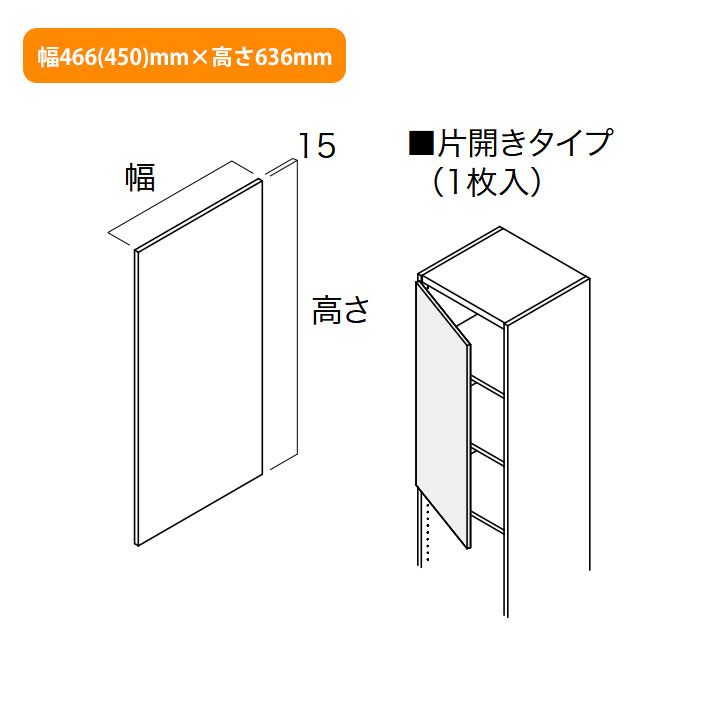 【N3HD-W04S-KW】南海プライウッド 収納材 開戸 鏡面ホワイト 片開きタイプ幅466(450)mm&times;高さ636mm NANKAI PLYWOOD｜コンパルト 店