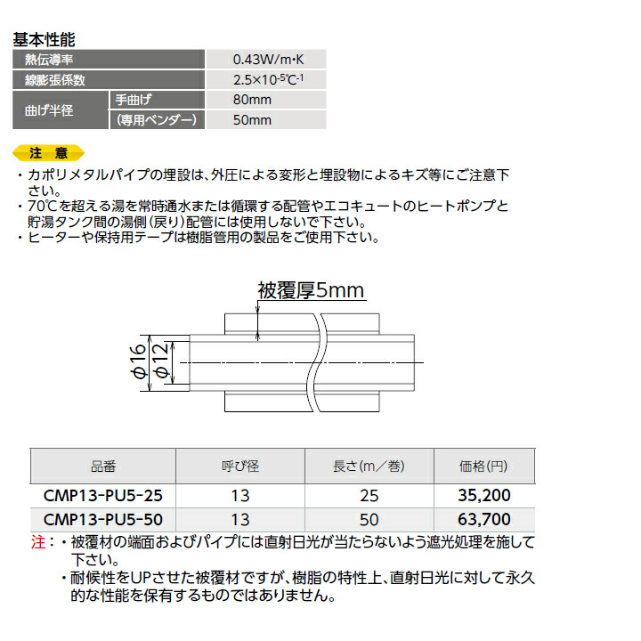 最大82%OFFクーポン ‡‡‡オンダ製作所 カポリDパイプ 暖房用架橋