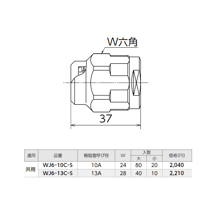 オンダ製作所 ダブルロックジョイント WJ6型 プラグ 呼び径10A 大