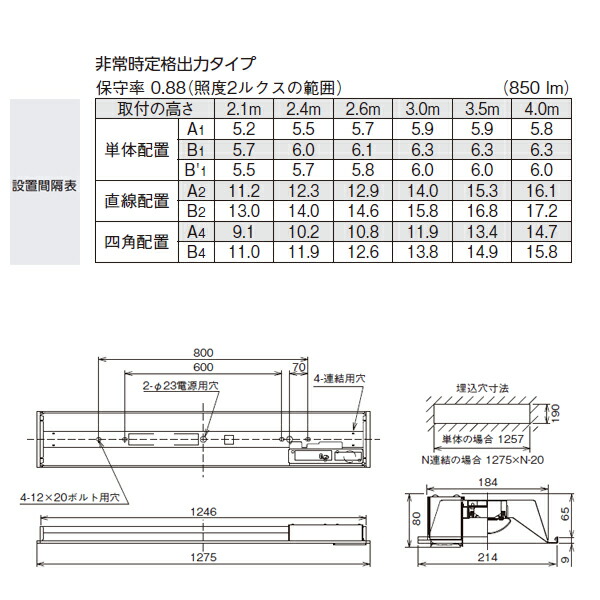 定格出力タイプ ４０タイプ埋込 W190 Tenqooシリーズ 東芝 Hf32 2高出力相当 Lekrjww Ls9 Hf32 2高出力相当 非常用照明器具 一般タイプ 非調光インテリア 寝具 収納 店 Tenqooシリーズ 非調光 コンパルト