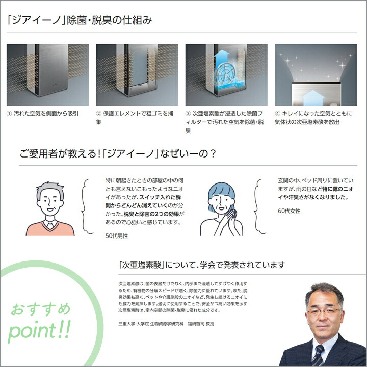 スイーツ柄 ブルー パナソニック ジアイーノ 次亜塩素酸 空間除菌脱臭機 9畳用 空気清浄器