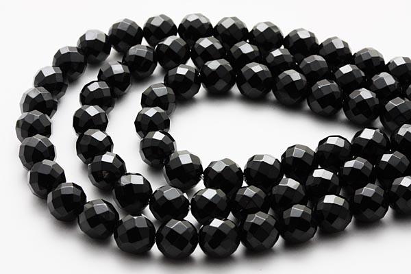 ★百貨店大売り出し★【撥ねのけるビーズ】スピネル(黒いこと) 64面貴石撥ねのける 8粍 【力強さ石ころ 天然石 付属物 1連売り】