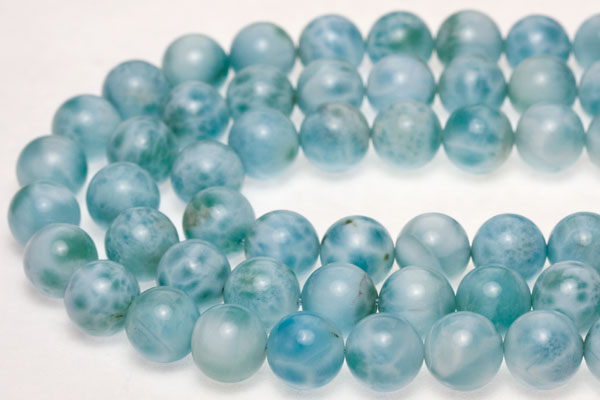 【丸ビーズ】ラリマー (3A) 10mm (ブレスレット約1本分) 【パワーストーン 天然石 アクセサリー 半連売り】