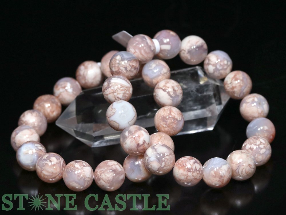 ☆高品質☆【ブレスレット】桜ドゥルージー瑪瑙 (約13.5～14mm)【パワーストーン 天然石 アクセサリー レディース メンズ】