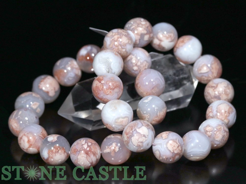 ☆高品質☆【ブレスレット】桜ドゥルージー瑪瑙 (約15～15.5mm)【パワーストーン 天然石 アクセサリー レディース メンズ】