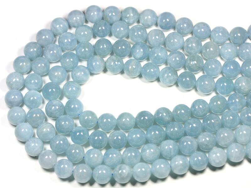 【丸ビーズ】アクアマリン (3A) 10mm (ブレスレット約1本分) 【パワーストーン 天然石 アクセサリー 半連売り】