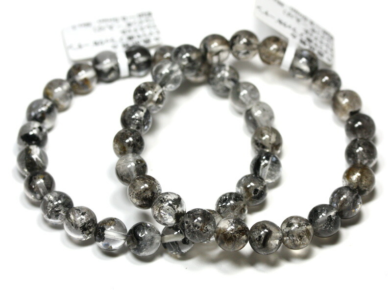☆高品質☆【ブレスレット】ヒマラヤ産ブラックガーデンエレスチャル(レインボー入り) (約7.5～8mm) 【パワーストーン 天然石 アクセサリー レディース メンズ】