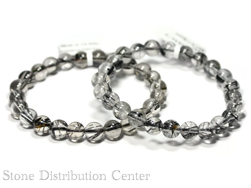 ☆高品質☆【ブレスレット】ブラックルチルクォーツ (4A) (約7.5～8mm)※DM便・ネコポス不可※ 【パワーストーン 天然石 アクセサリー レディース メンズ】
