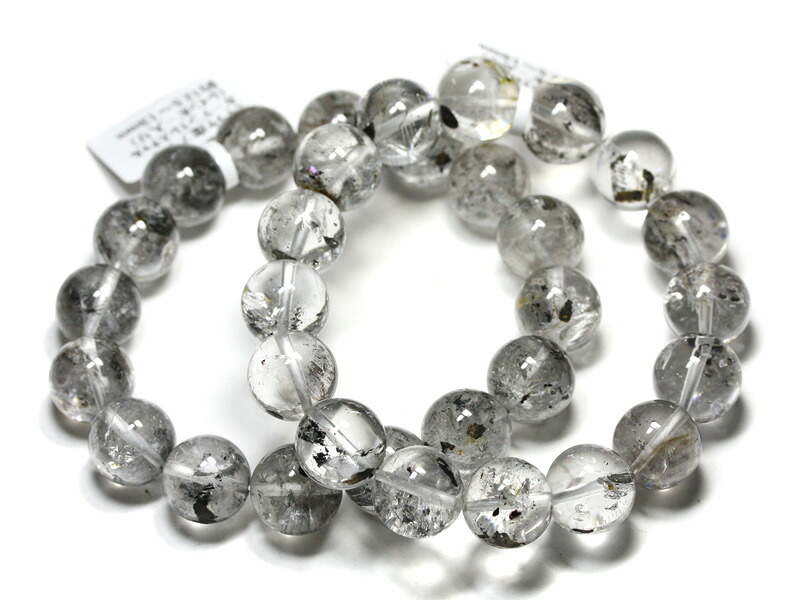 ☆高品質☆【ブレスレット】ヒマラヤ産ブラックガーデンエレスチャル(レインボー入り) (約13～13.5mm) ※DM便・ネコポス不可※【パワーストーン 天然石 アクセサリー レディース メンズ】