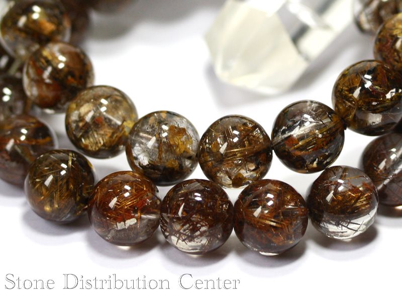 ☆高品質☆【ブレスレット】マイカ(雲母)入りルチルクォーツ (3A) (約11.5～12mm) (ケース付)※DM便・ネコポス不可※【パワーストーン 天然石 アクセサリー レディース メンズ】｜パワーストーン 石流通センター