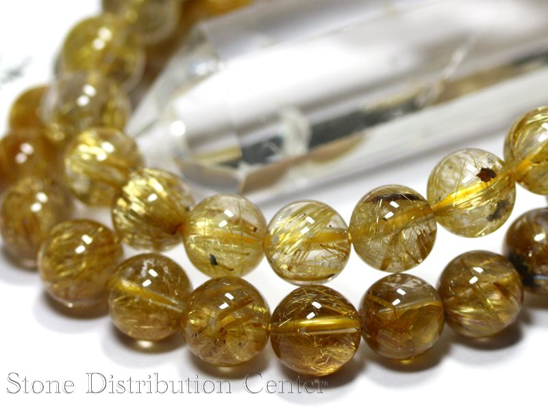☆高品質☆【ブレスレット】太陽タイチンルチルクォーツ (5A) (約8.5~9mm) (ケース付)※DM便・ネコポス不可※【パワーストーン 天然石 アクセサリー レディース メンズ】