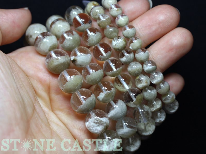 ☆高品質☆【ブレスレット】ホワイトガーデンファントムクォーツ(3A)(約13~13.5mm)(ケース付)【パワーストーン天然石アクセサリーレディースメンズ】