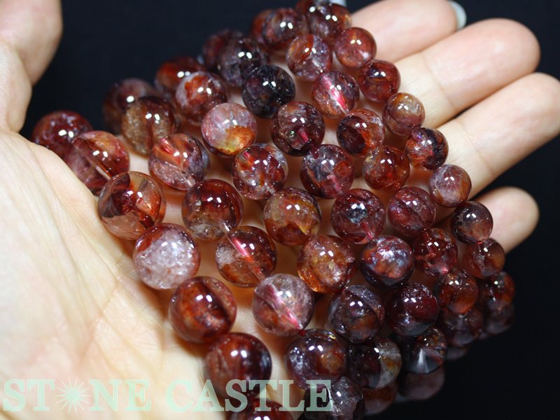 ☆高品質☆【ブレスレット】ブラッドオーラクォーツ(5A)(レインボー付)(約9~9.5mm)(ケース付)【パワーストーン天然石アクセサリーレディースメンズ】